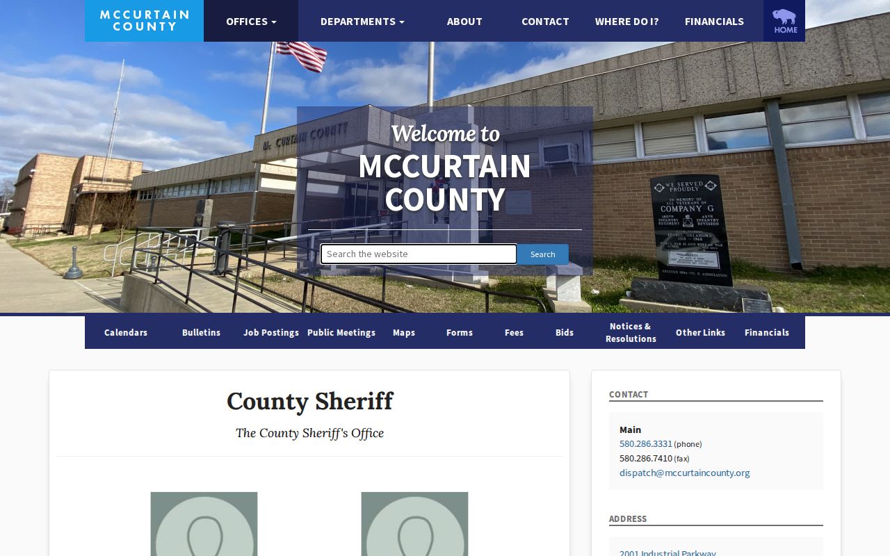 Official McCurtain County Jail release contact page